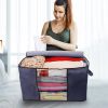 2Pcs Clothes Storage Bag 90L Large Capacity Foldable Closet Organizer w/ Thick Fabric Clear Window Dual-Zipper