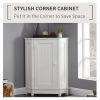 Bathroom Cabinet Triangle Corner Storage Cabinet with Shelf Modern Style MDF Board