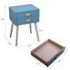 Set of 2 Double Drawer Wooden Handle Bedside Table XH