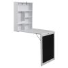 Floating Wall Mounted Table, Foldable Desk with Storage Shelves and Blackboard