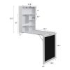 Floating Wall Mounted Table, Foldable Desk with Storage Shelves and Blackboard