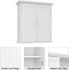 Bathroom wall cabinet; space saving storage cabinet above toilet; medicine cabinet with 2 doors and adjustable shelves; cupboard