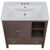 Bathroom Vanity with Sink;  Bathroom Storage Cabinet with Doors and Drawers;  Solid Wood Frame;  Ceramic Sink