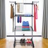 Clothes Drying Rack Rolling Collapsible Laundry Dryer Hanger Stand Rail Shelve Wardrobe Clothing Drying Racks