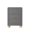 Modern Upholstered Storage Nightstand with 3 Drawers,Natural Wood Knobs