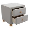 Modern Upholstered Storage Nightstand with 2 Drawers,Natural Wood Knobs