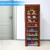 10 Tiers DIY Shoe Cabinet Dustproof Easy Assemble Tidy Shoe Rack Non-Woven Fabric Holding 27 Pair Shoes Brown