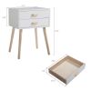 Set of 2 Double Drawer Wooden Handle Bedside Table XH