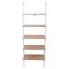 5-Shelf Wood Ladder Bookcase with Metal Frame Industrial 5-Tier Modern Ladder Shelf