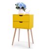 Set of 2 Wooden Modern Nightstand with 2 Drawers and 4 Solid Splayed Legs, Living Room Bedroom Furniture