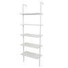 5-Shelf Wood Ladder Bookcase with Metal Frame Industrial 5-Tier Modern Ladder Shelf