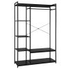 Stand Alone Wardrobe Organizer; Suspender Wardrobe Hanger And Multiple Storage Racks; Heavy Metal Wardrobe Storage Hanger For Bedroom - Black