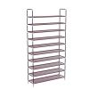 Simple Assembly 10 Tiers Non-woven Fabric Shoe Rack with Handle RT