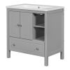 Bathroom Vanity with Sink;  Bathroom Storage Cabinet with Doors and Drawers;  Solid Wood Frame;  Ceramic Sink