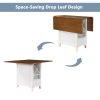 Farmhouse Wood Counter Height 5-Piece Dining Table Set with Drop Leaf, Kitchen Set with Wine Rack and Drawers for Small Places