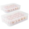 2Pcs Plastic Egg Holder Stackable Egg Storage Box Egg Rack for Refrigerator 24 Cavity Per Container