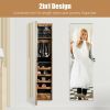 JewelryWall and Door Mounted Mirrored Jewelry Cabinet with Lights