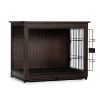 Indoor Dog Crate, Sofa Side End Table, 2-Tier Wooden Pet Cage with Removable Tray, Walnut