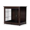 Indoor Dog Crate, Sofa Side End Table, 2-Tier Wooden Pet Cage with Removable Tray, Walnut