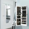 JewelryWall and Door Mounted Mirrored Jewelry Cabinet with Lights