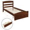 Platform Twin Bed Frame with Storage Drawer and Wood Slat Support No Box Spring Needed