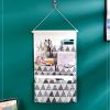 1pc Fabric Storage Bag; Hanging Bag; Over The Door Organizer With 5 Pockets; Wall-mounted Bedside Storage Bag; Student Dormitory Storage Artifact