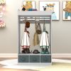 Kids Costume Organizer; Costume Rack; Kids Armoire; Open Hanging Armoire Closet with Mirror-WHITE