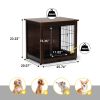 Indoor Dog Crate, Sofa Side End Table, 2-Tier Wooden Pet Cage with Removable Tray, Walnut