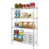 4 Tier Wire Shelf Unit Chrome Capacity 2400 lb with Levelers