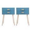 Set of 2 Double Drawer Wooden Handle Bedside Table XH