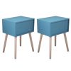 Set of 2 Double Drawer Wooden Handle Bedside Table XH