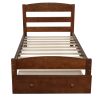 Platform Twin Bed Frame with Storage Drawer and Wood Slat Support No Box Spring Needed