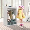 Kids Costume Organizer; Costume Rack; Kids Armoire; Open Hanging Armoire Closet with Mirror-WHITE