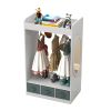 Kids Costume Organizer; Costume Rack; Kids Armoire; Open Hanging Armoire Closet with Mirror-WHITE