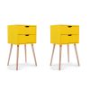 Set of 2 Wooden Modern Nightstand with 2 Drawers and 4 Solid Splayed Legs, Living Room Bedroom Furniture