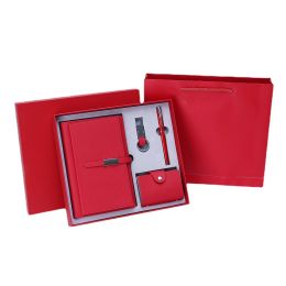 Card Bag Notepad Keychain Set Of Four (Color: Red)